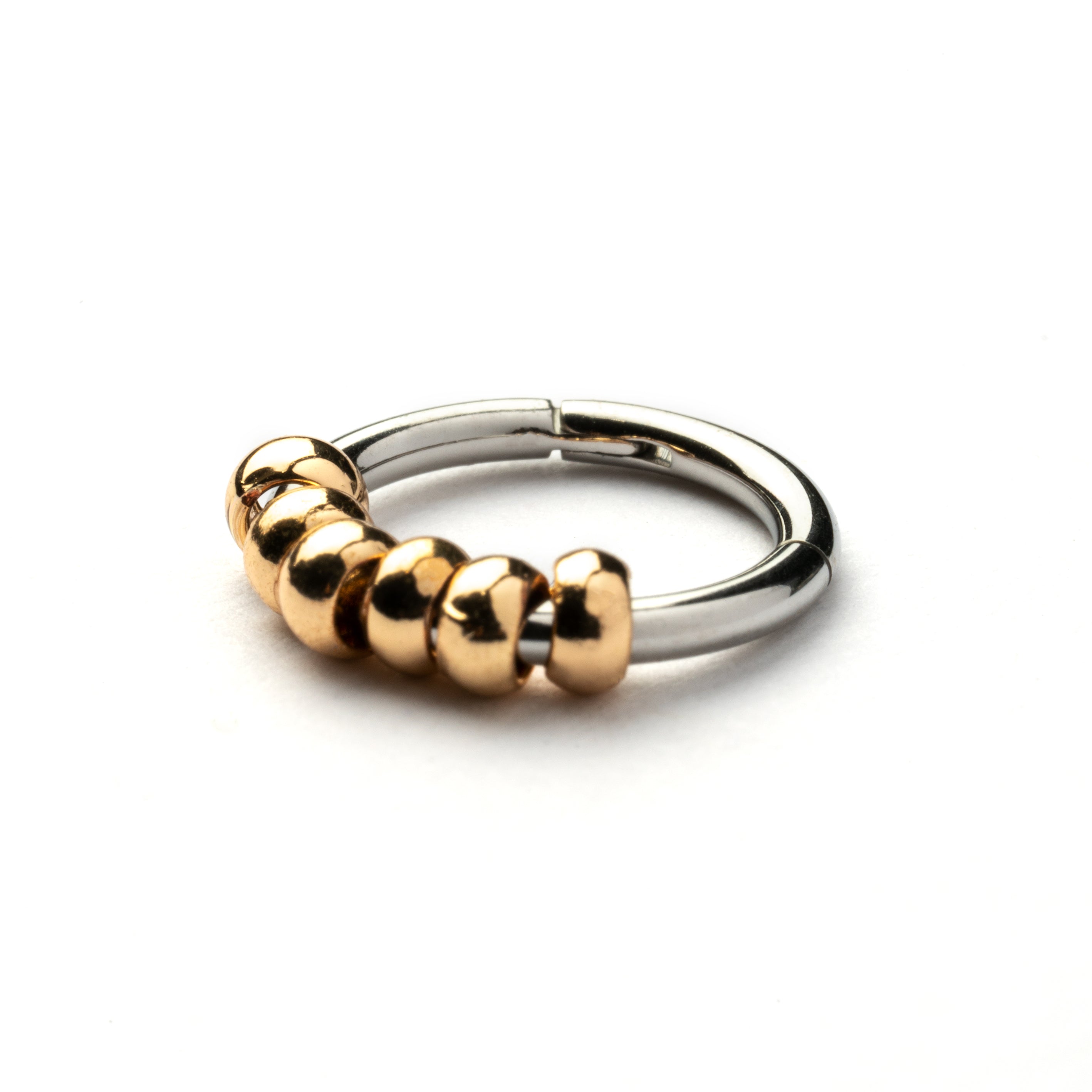 Hinged Segment Ring with gold Beads side view
