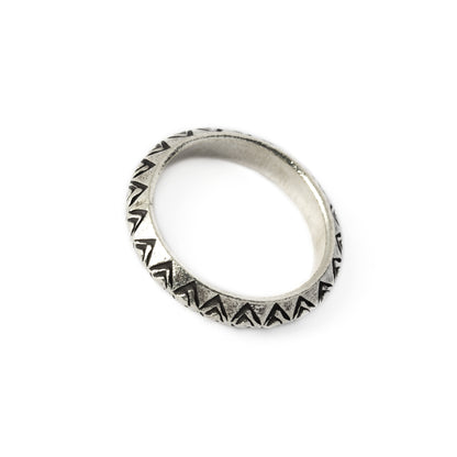 Triangular Tribal Silver Ring left side view
