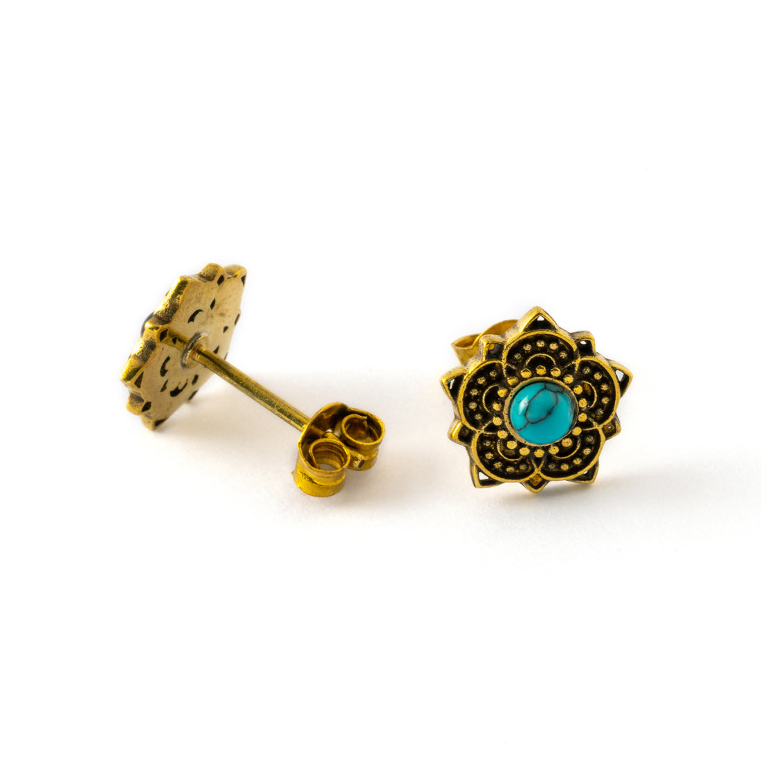 Tribal-Flower-Turquoise-Stud-Earrings