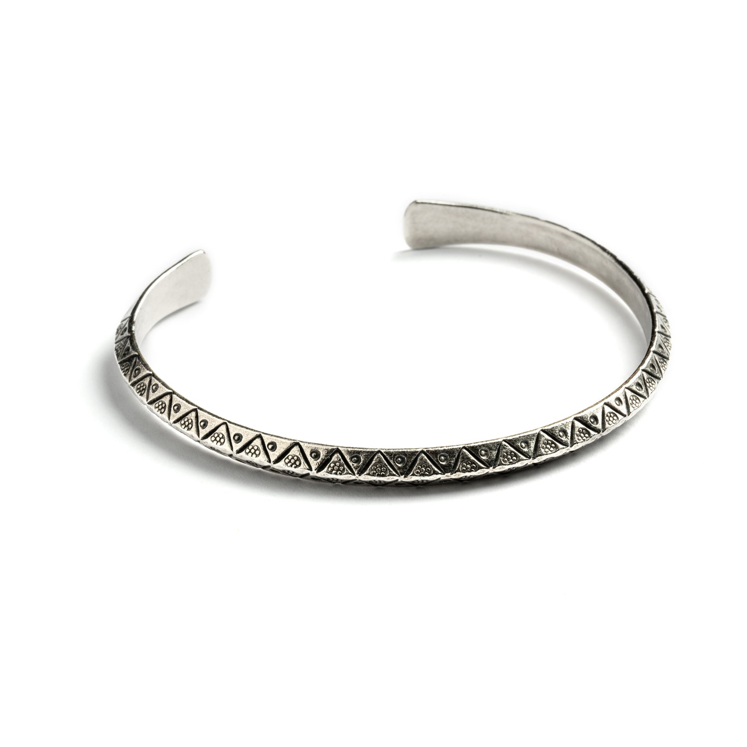 Noiga Tribal Silver Cuff left side view