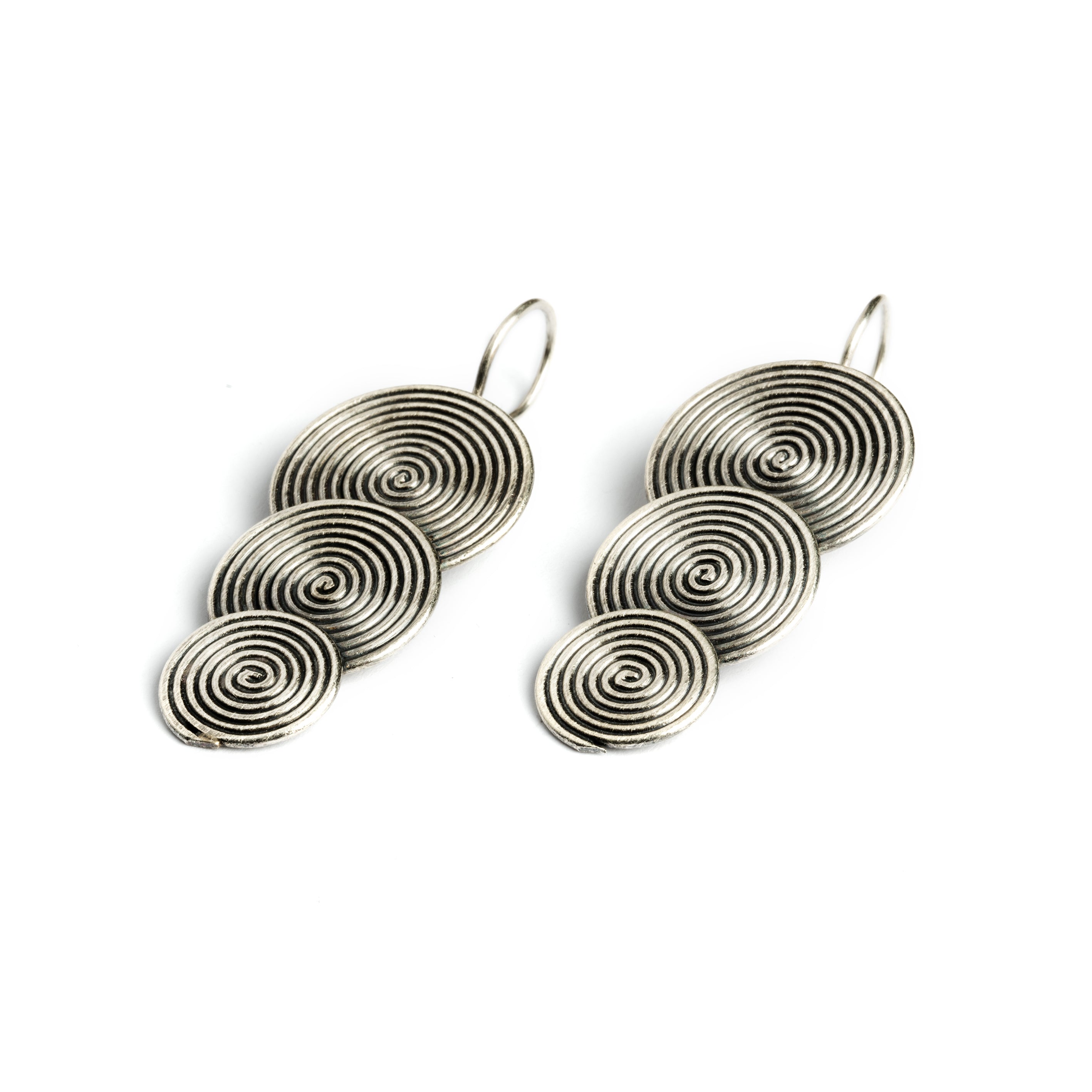 Tribal Silver Medalion Earrings