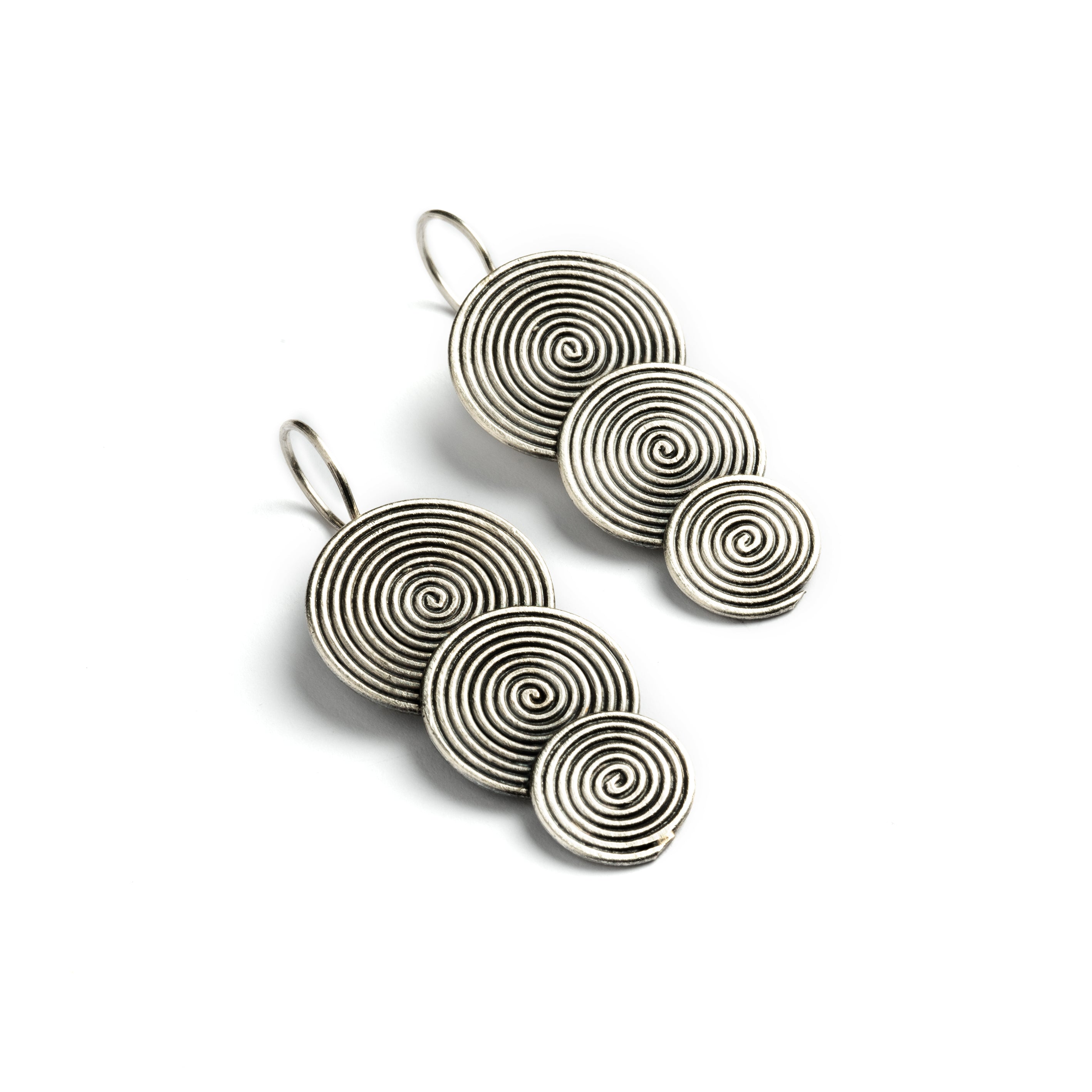 Tribal Silver Medalion Earrings