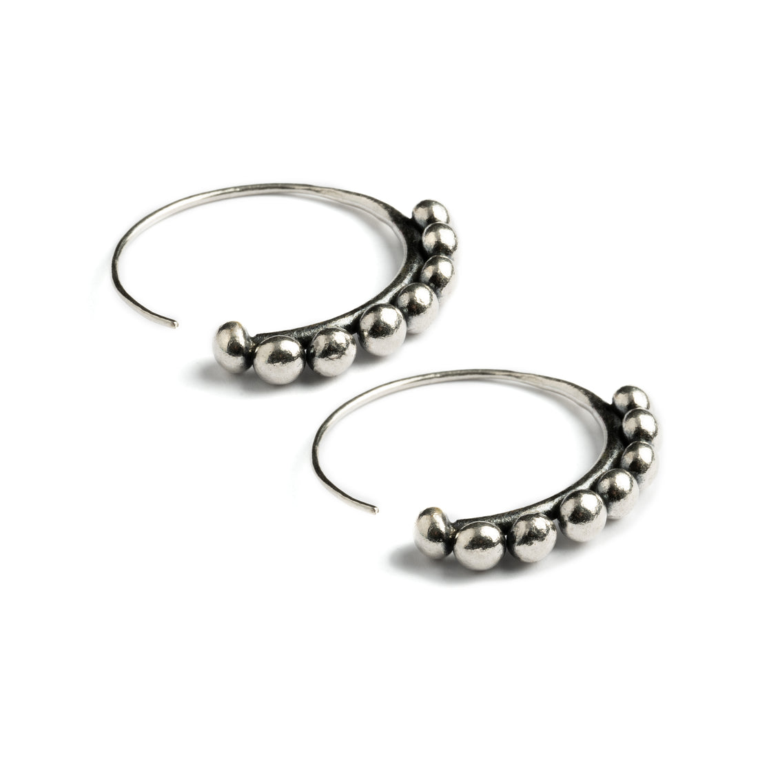 Silver Spheres Hoops left side view