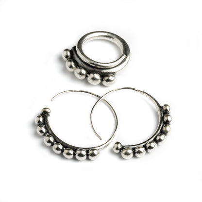 Five Spheres Silver Ring and matching earrings