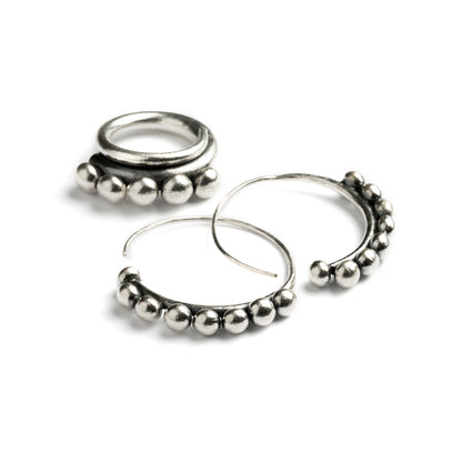 Five Spheres Silver Ring and matching earrings