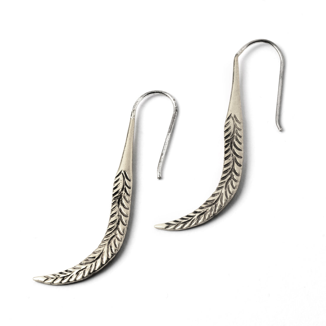 Tribal Silver Leaf Earrings