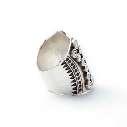 Hill Tribe Silver Open Band Ring back left view