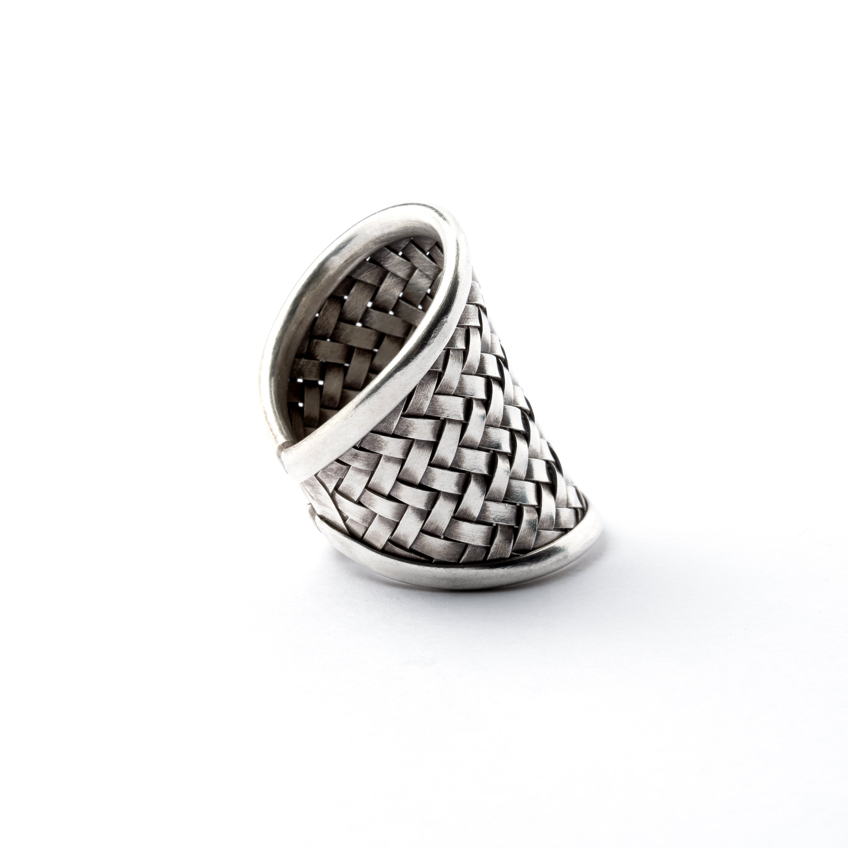 Silver Criss Cross Ring side view