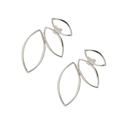 Silver Trio Marquis Stud Earrings frontal view