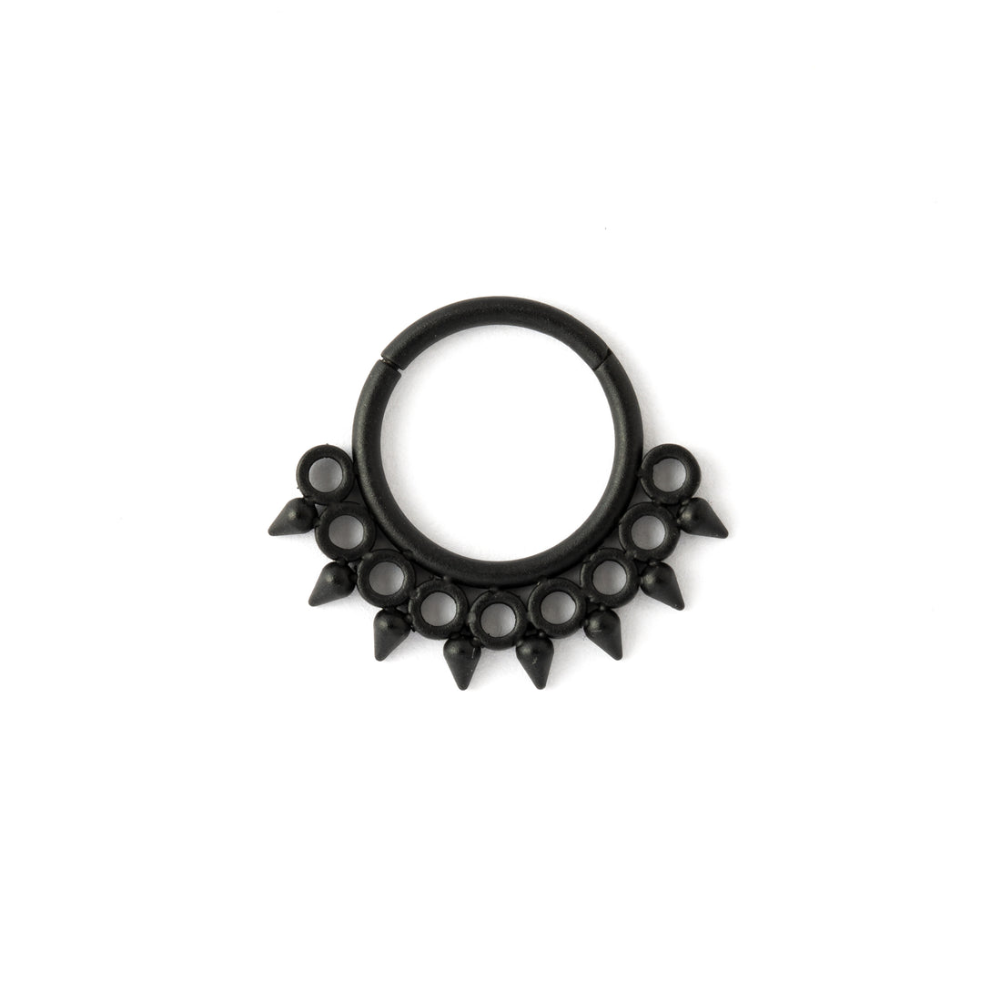 Triton Black surgical steel Septum Clicker ring frontal view