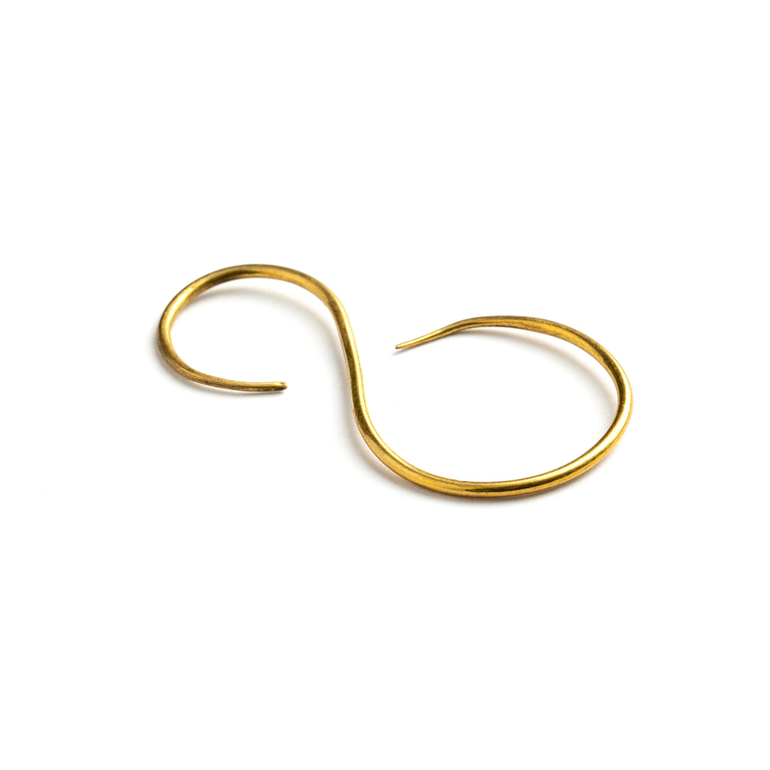 single swan shaped golden brass wire earrings right side view