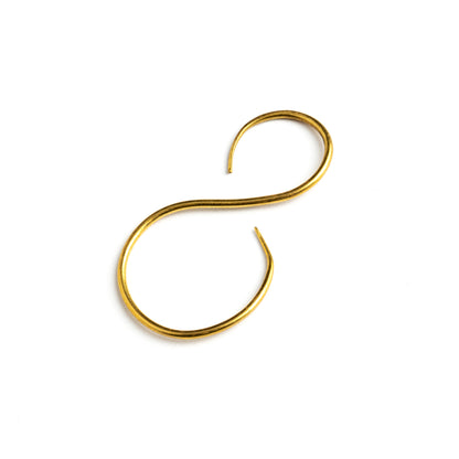 single swan shaped golden brass wire earrings side view