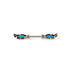 surgical steel nipple bar with feathers featuring turquoise from both sides frontal view