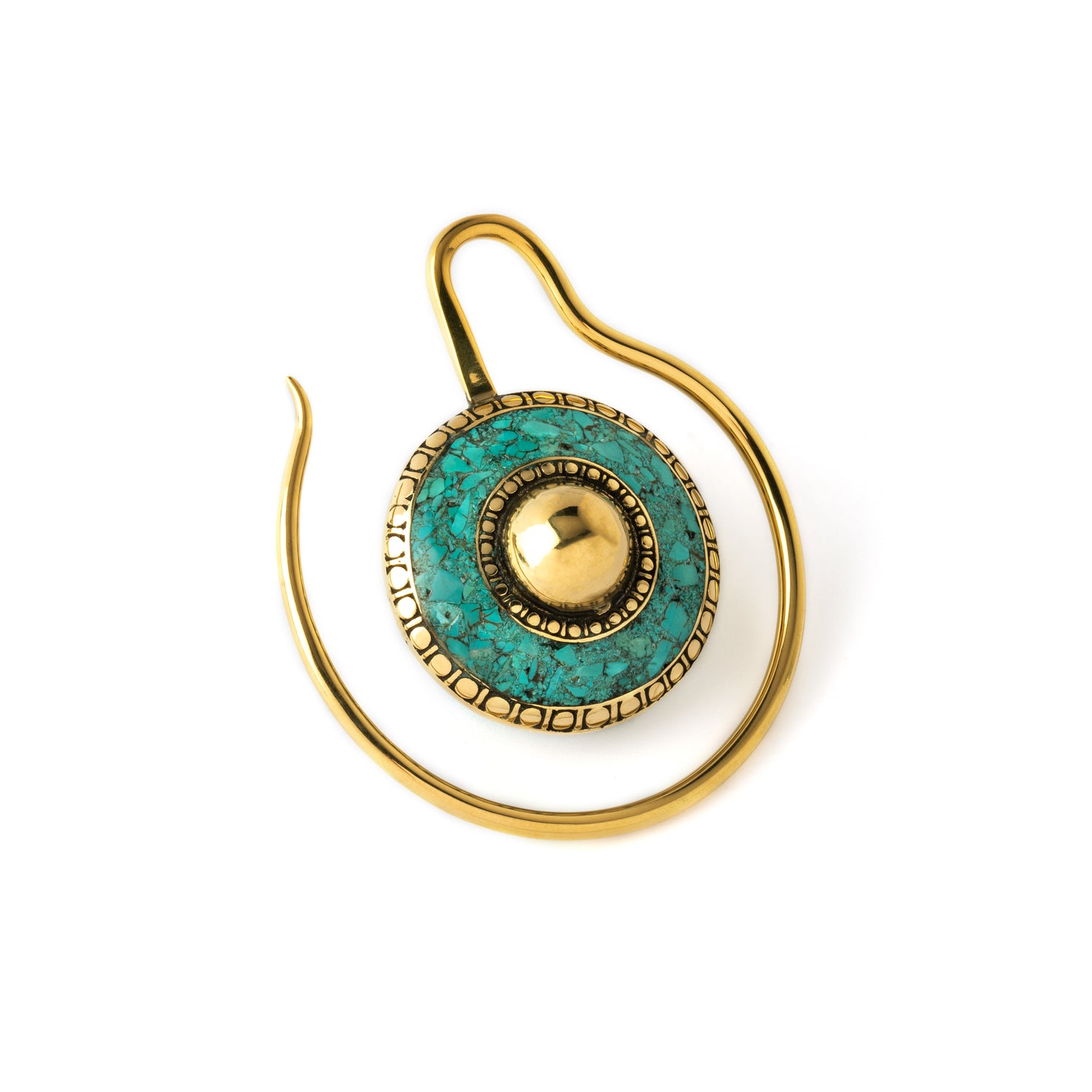 Shahee Turquoise ear weight hanger right front view