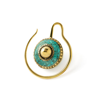 Shahee Turquoise ear weight hanger left front view