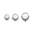 6mm, 8mm & 10mm Surgical steel septum clicker rings with Turquoise frontal view
