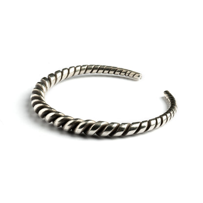 Twisted Silver Open Bracelet right side view