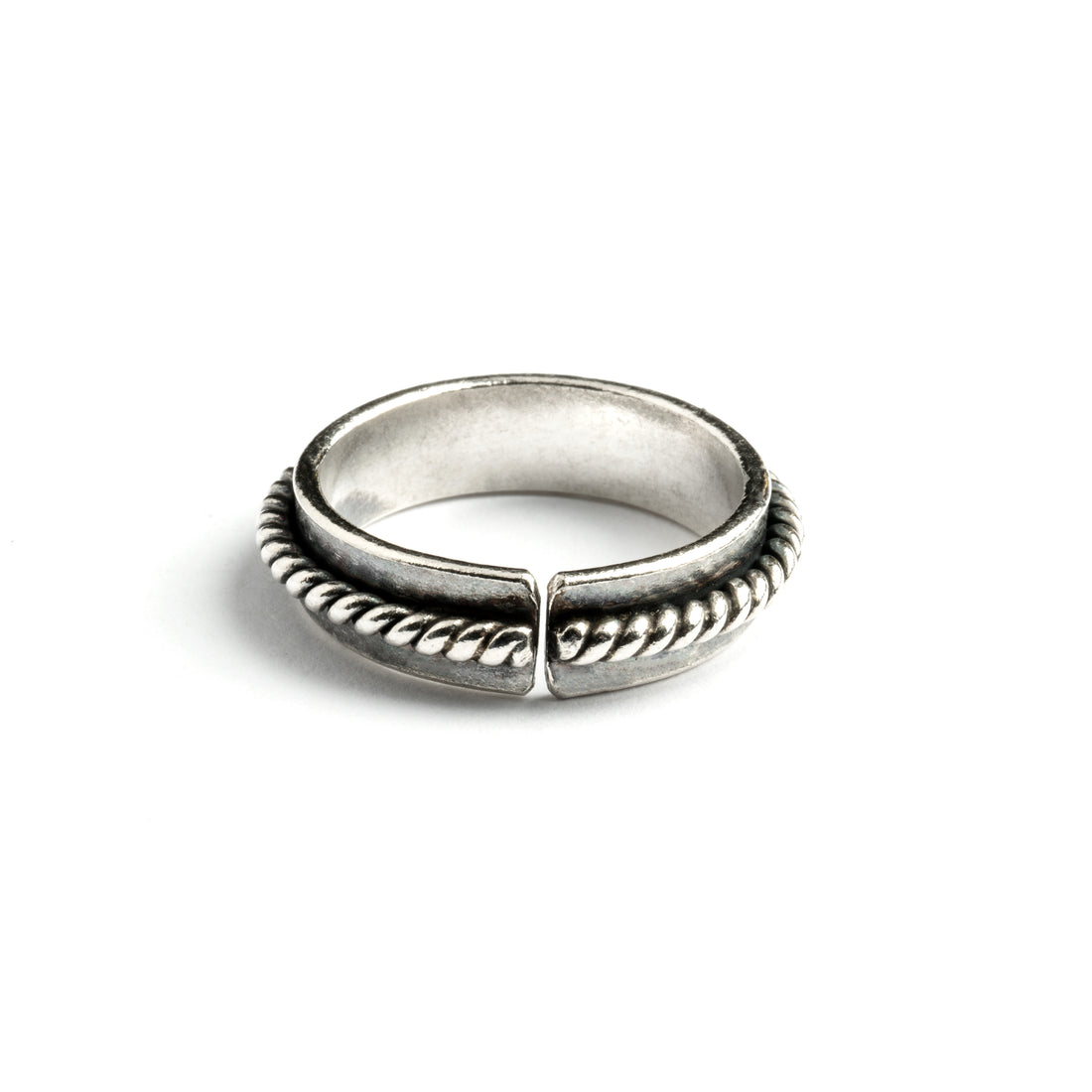 Twisted Tribal Silver Wire Ring back view