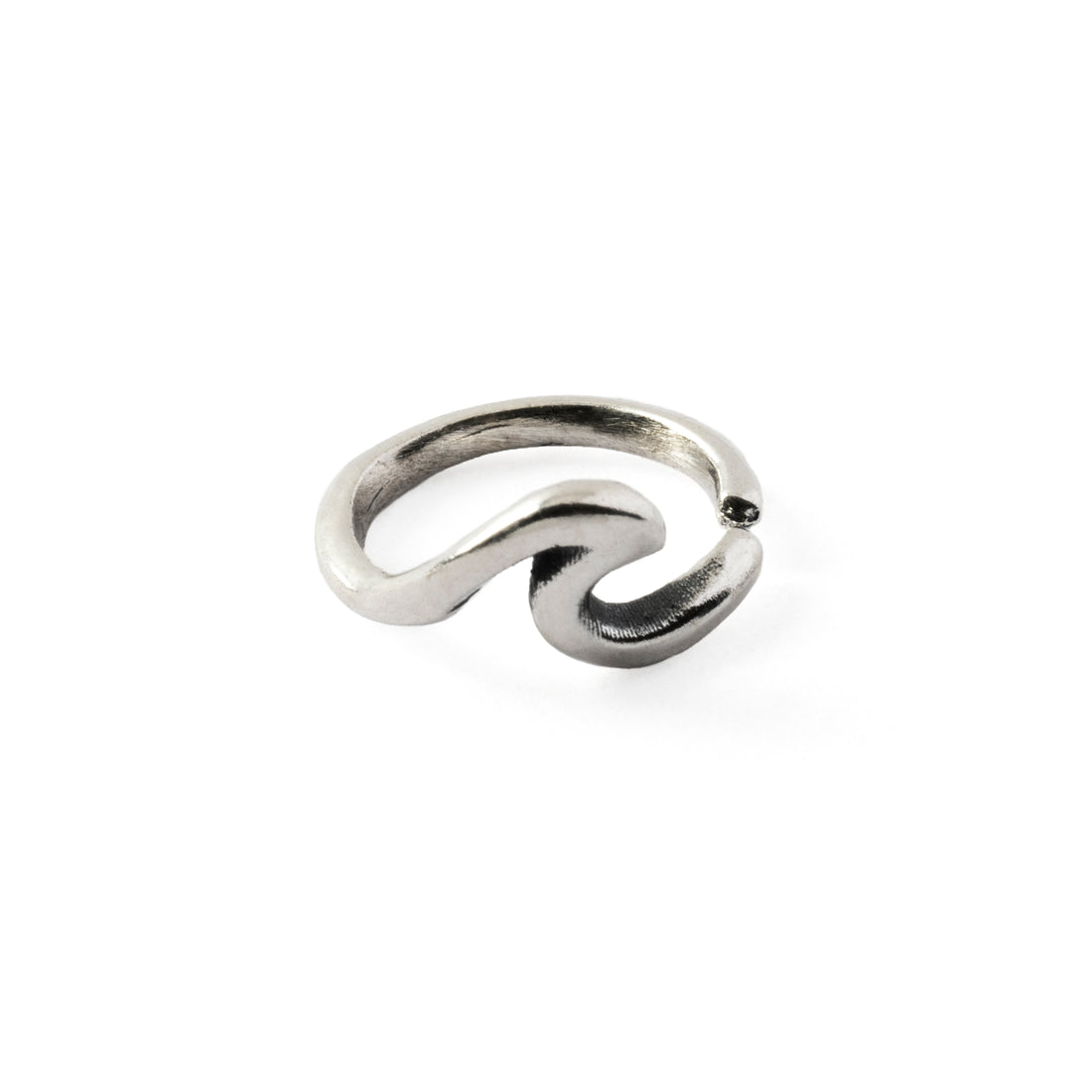 Wave Silver Septum Ring frontal view