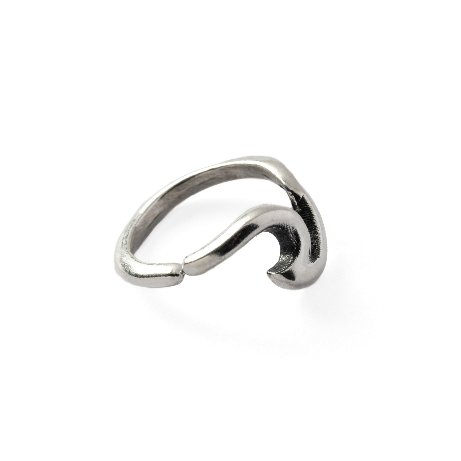 Wave Silver Septum Ring left side view