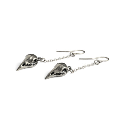 Raven Skull Chain Earrings  side view