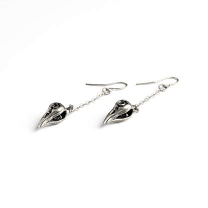 Raven Skull Chain Earrings right side view