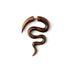 single wooden fake gauge earring in a spiky serpentine shape frontal view