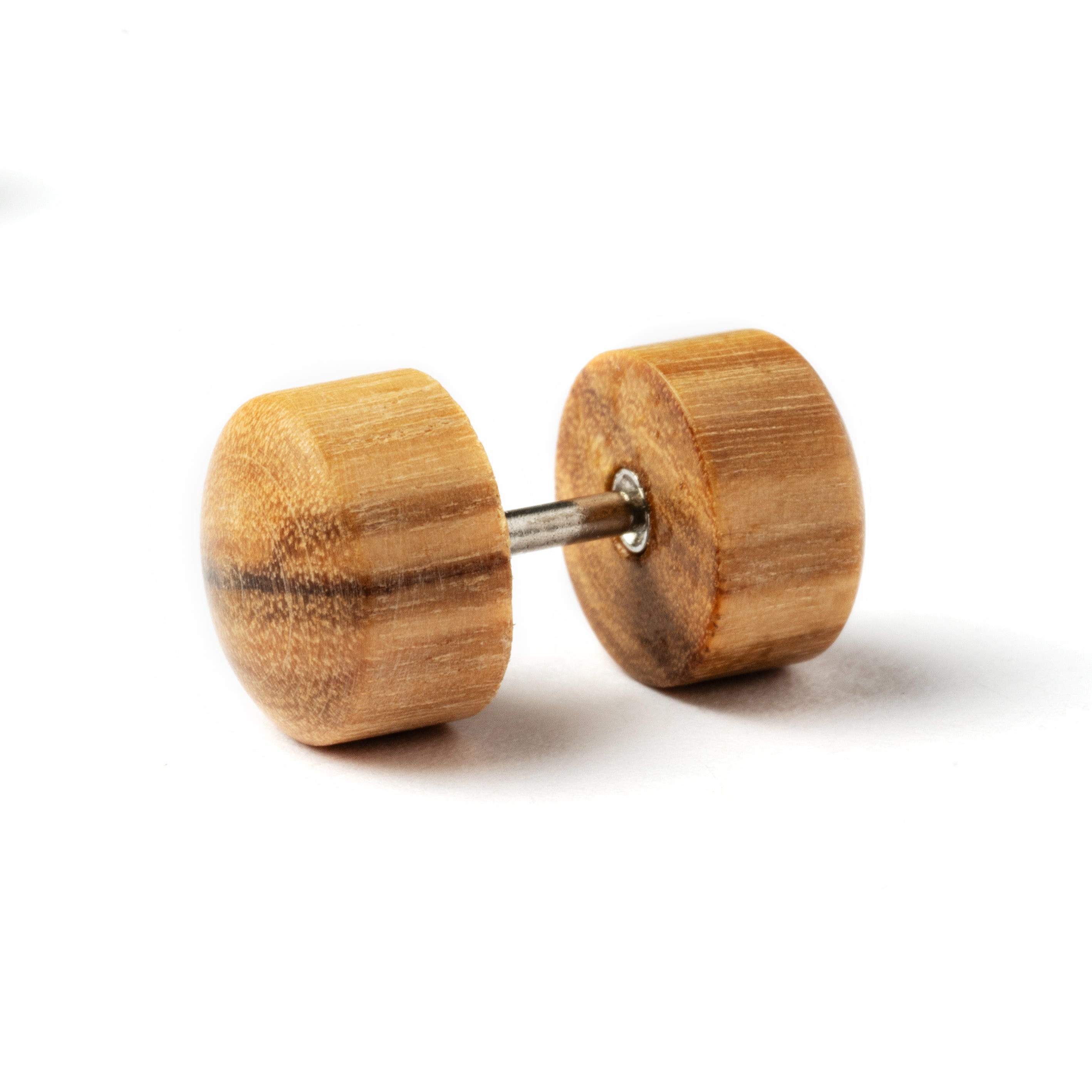 wood fake plugs earring right side view