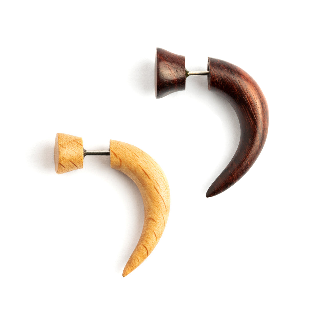 Wood Split Earrings - Narra wood &amp; Pine wood
