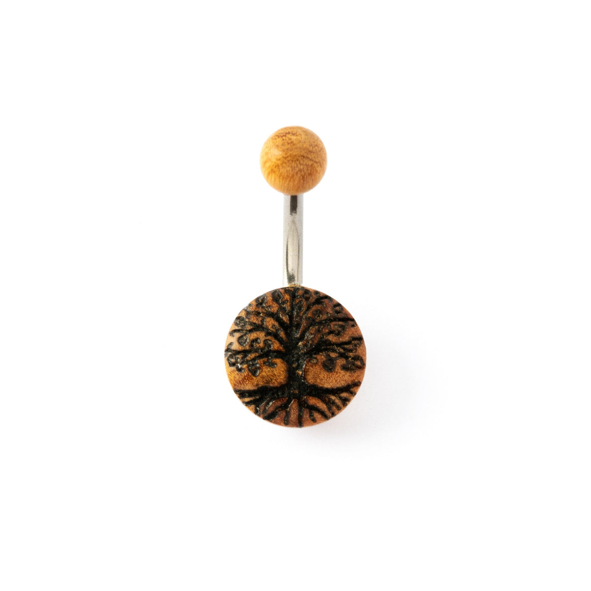 Wooden Tree of Life Belly Bar | Body Piercing Jewellery - Tribu