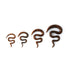 different sizes of serpentine wood hook ear stretchers frontal view