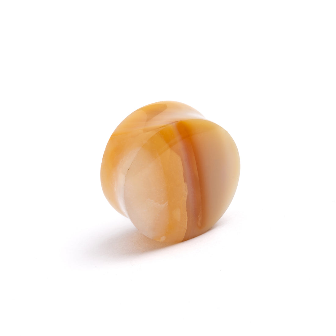 single Yellow Agate double flare stone ear plug right side view