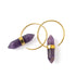 Zen Amethyst Hoop Earrings front and side view