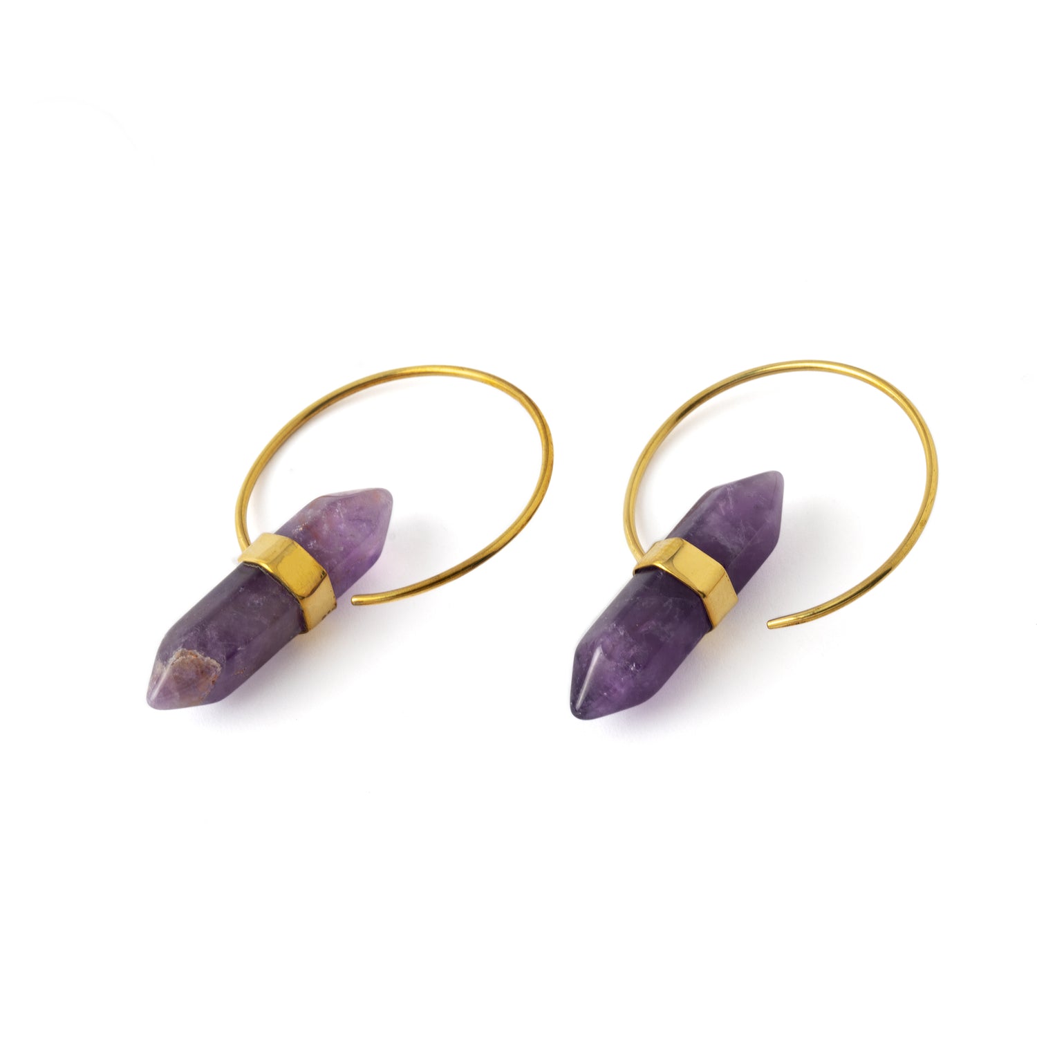 Zen Amethyst Hoop Earrings side view