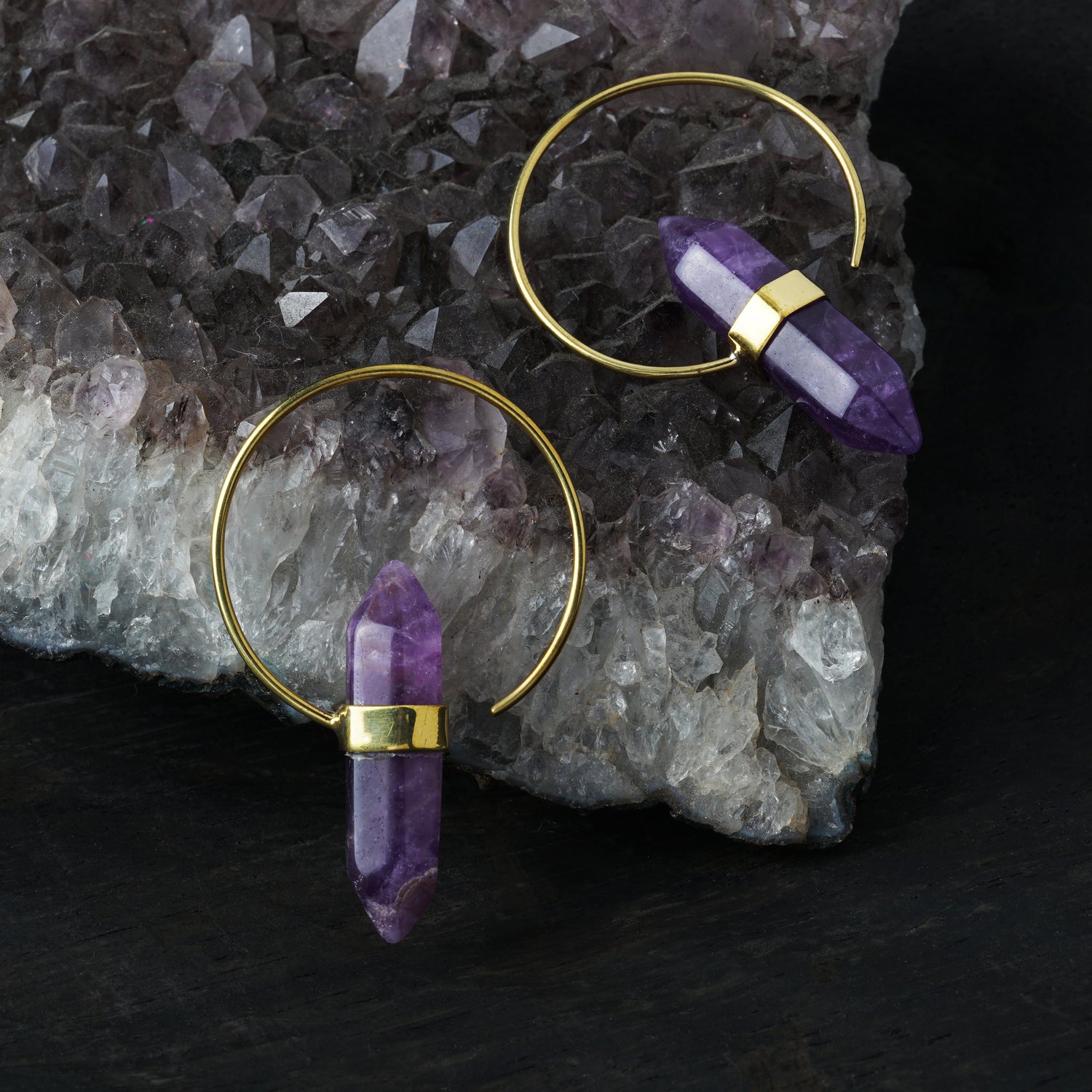 Zen Amethyst Hoop Earrings