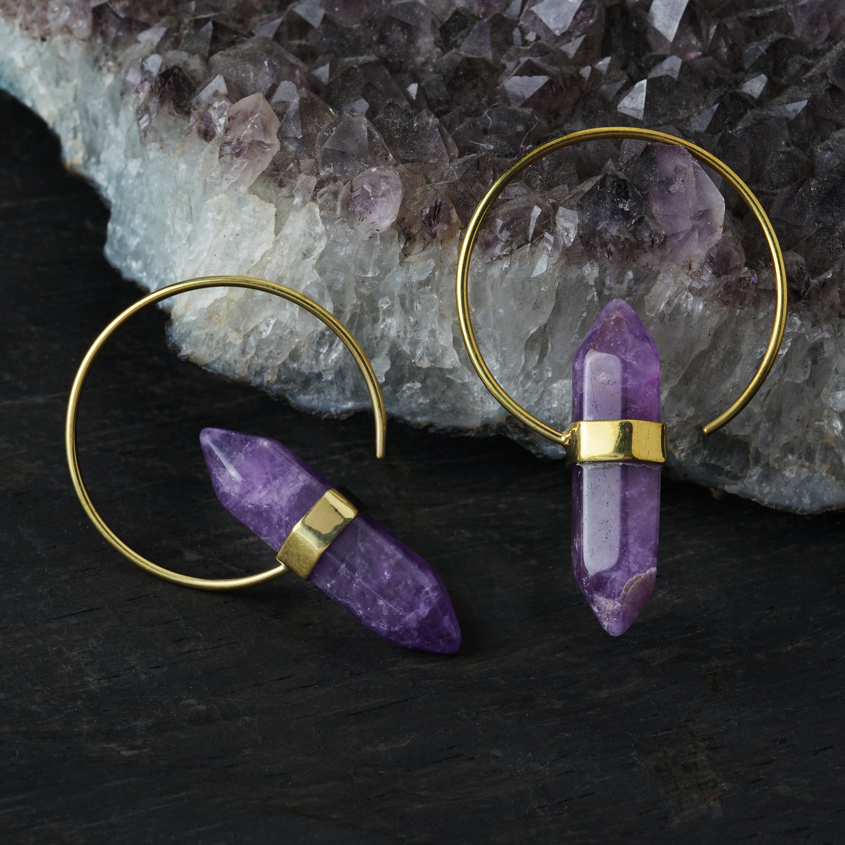 Zen Amethyst Hoop Earrings