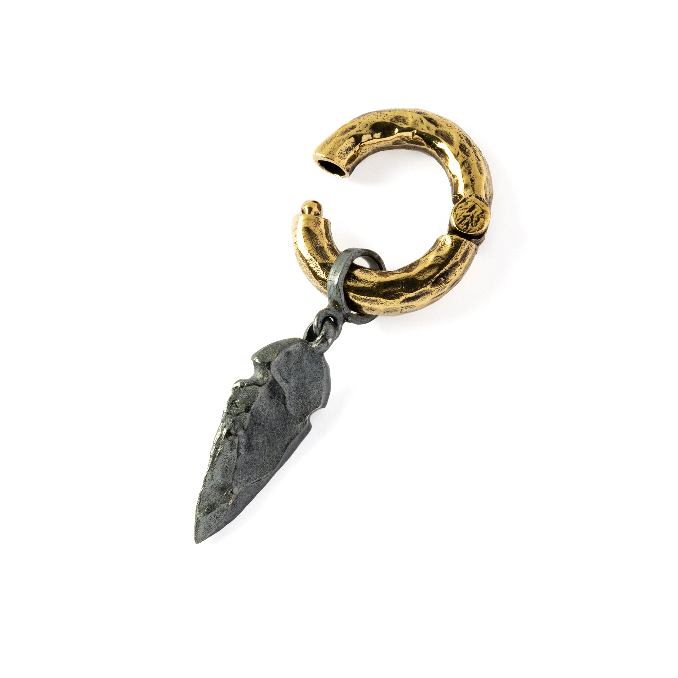 Golden Hoops with Black Silver Arrowhead Hangers