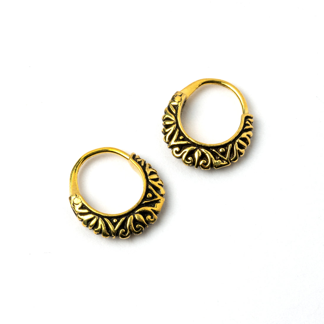 Ethnic Floral Hoop Earrings frontal view