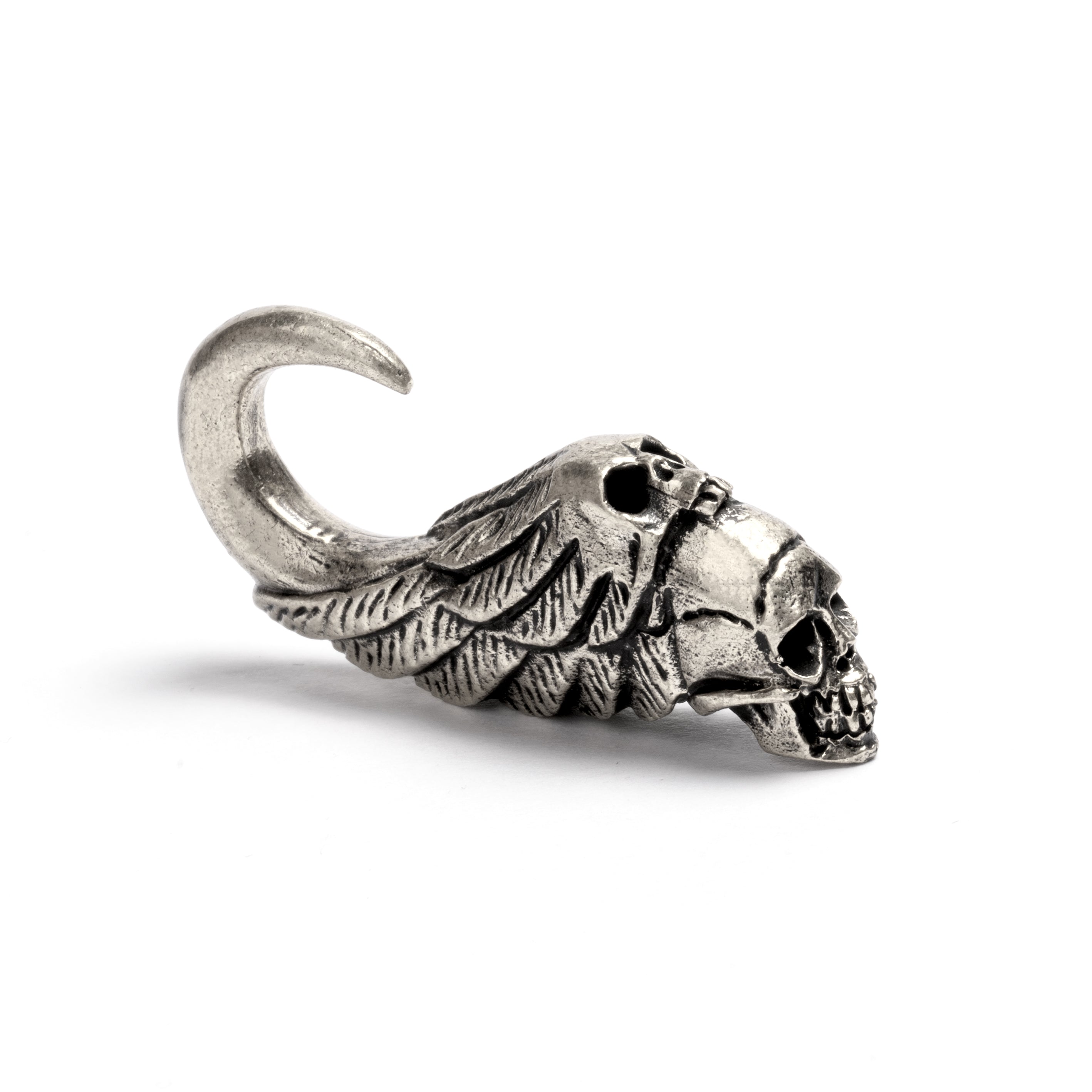 White Brass Skull Ear Weights | Tribu Dark Jewellery London 