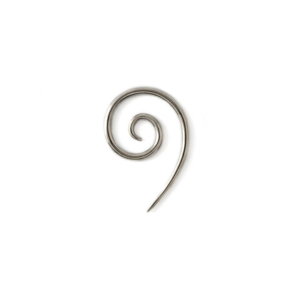 single silver spiral hook earring side view