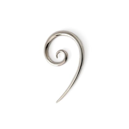 silver spiral long hook ear stretcher right side view