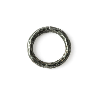 4mm Hammered Black Silver Seamless Hoop frontal view