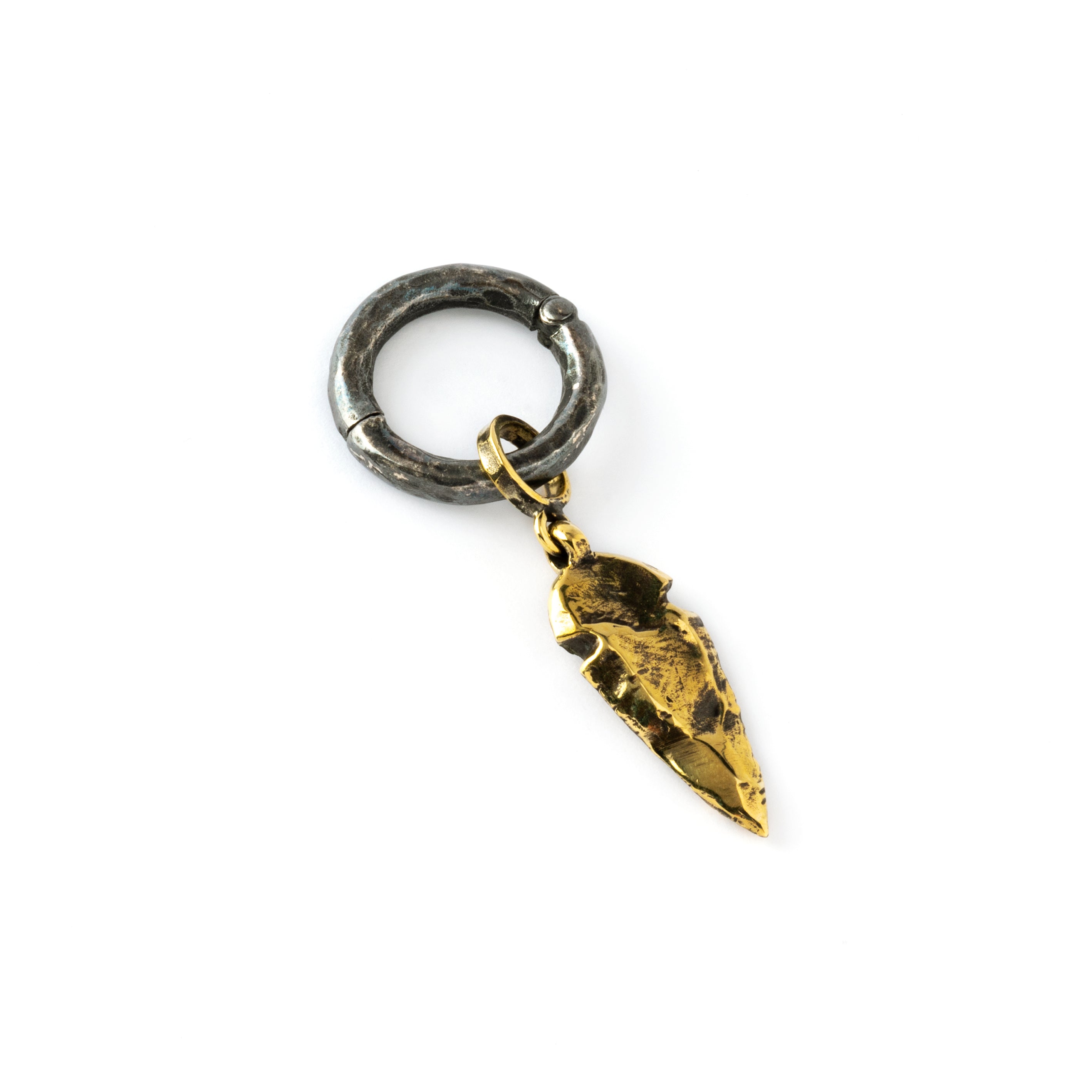 Black Silver Hoops with Golden Arrowhead Hangers