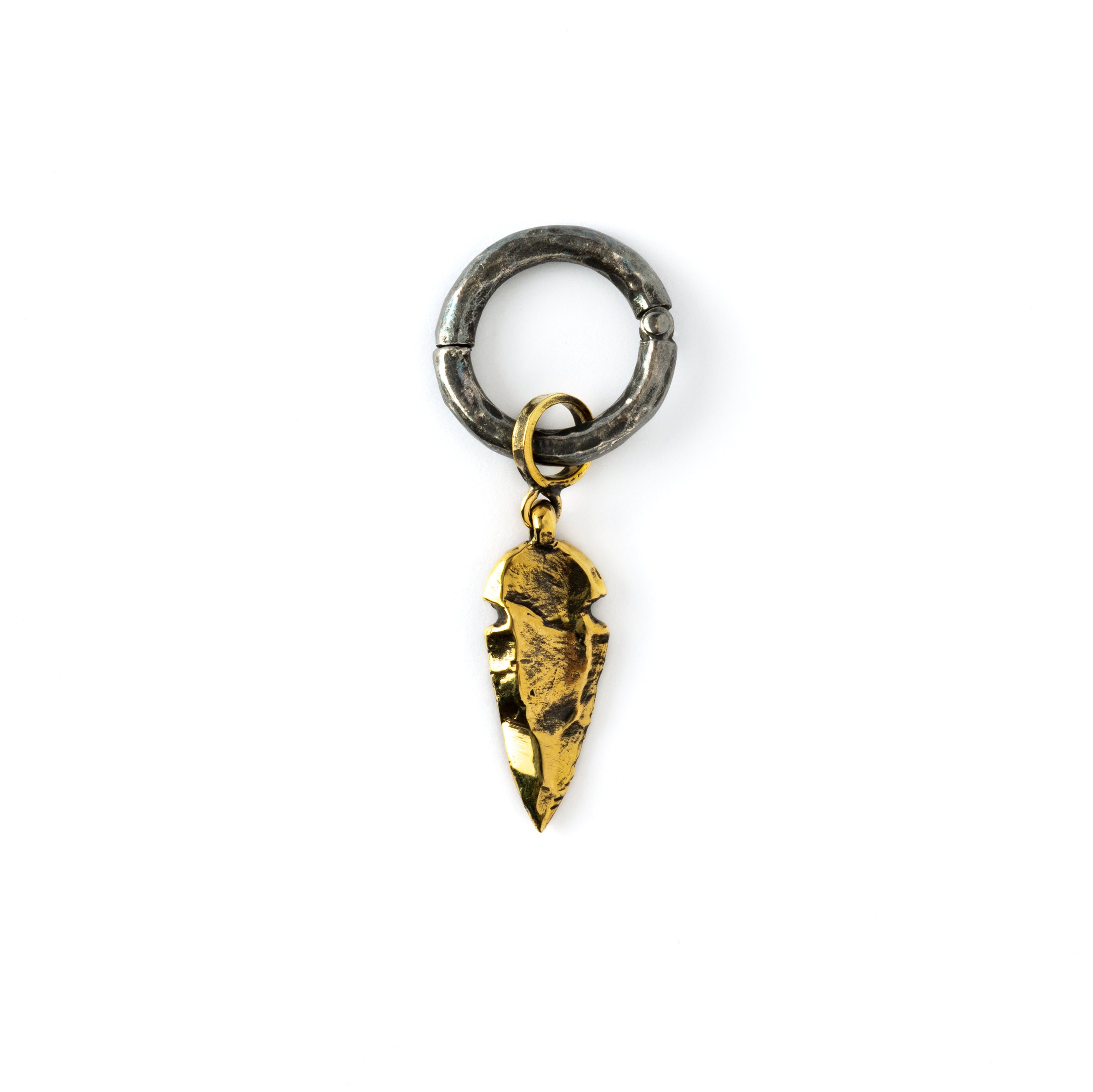 3mm Black silver hoop with golden arrowhead Hangers