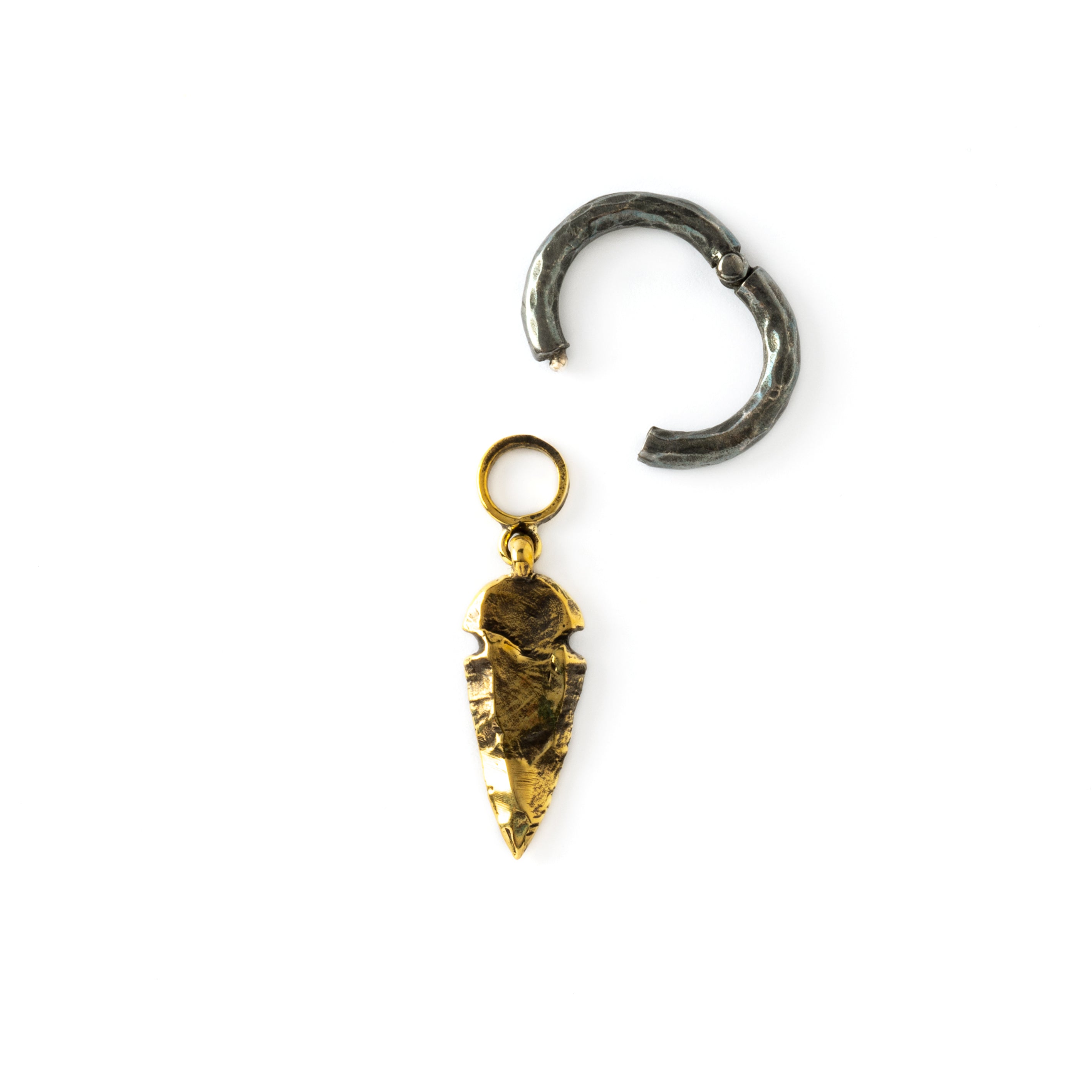 3mm Black Silver Hoops with Golden Arrowhead Hangers clicker view