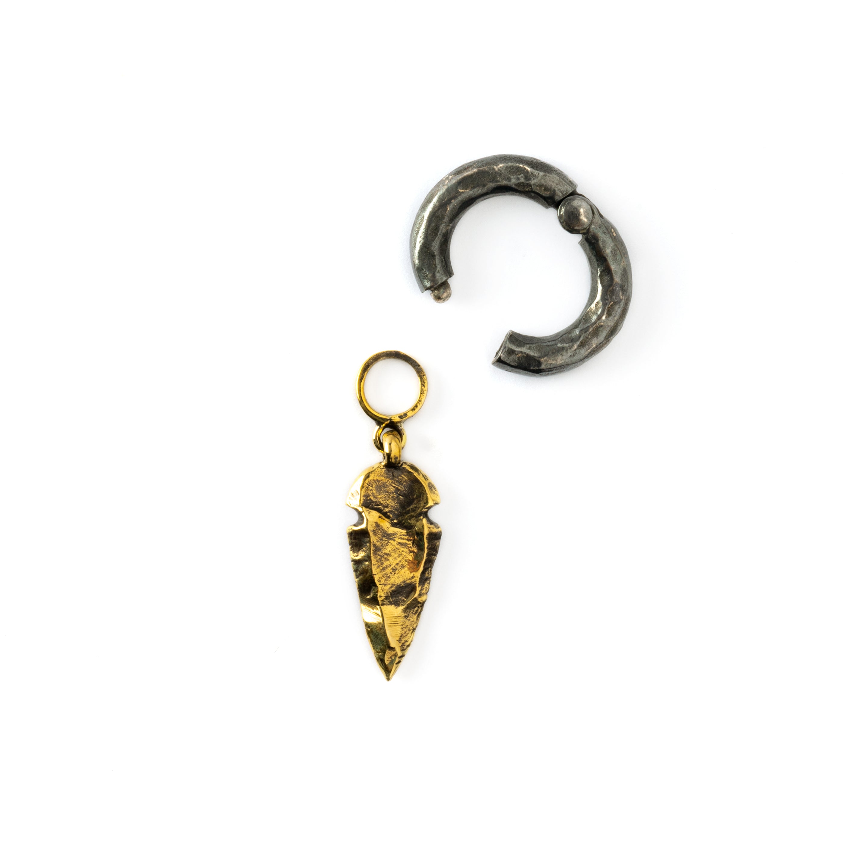 4mm Black Silver Hoops with Golden Arrowhead Hangers clicker view