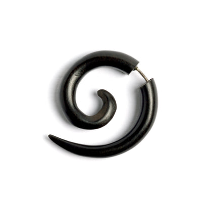 Koru Spiral Fake Gauge Earrings- blackwood