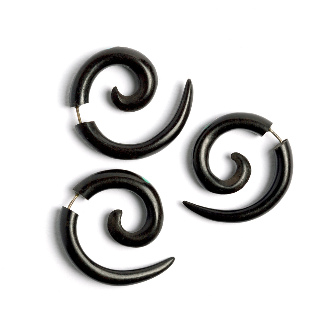 Koru Spiral Fake Gauge Earrings- blackwood