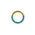 golden surgical steel clicker ring with forward blue opal inlay frontal view
