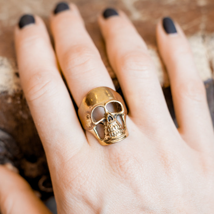 Brass on sale skull ring